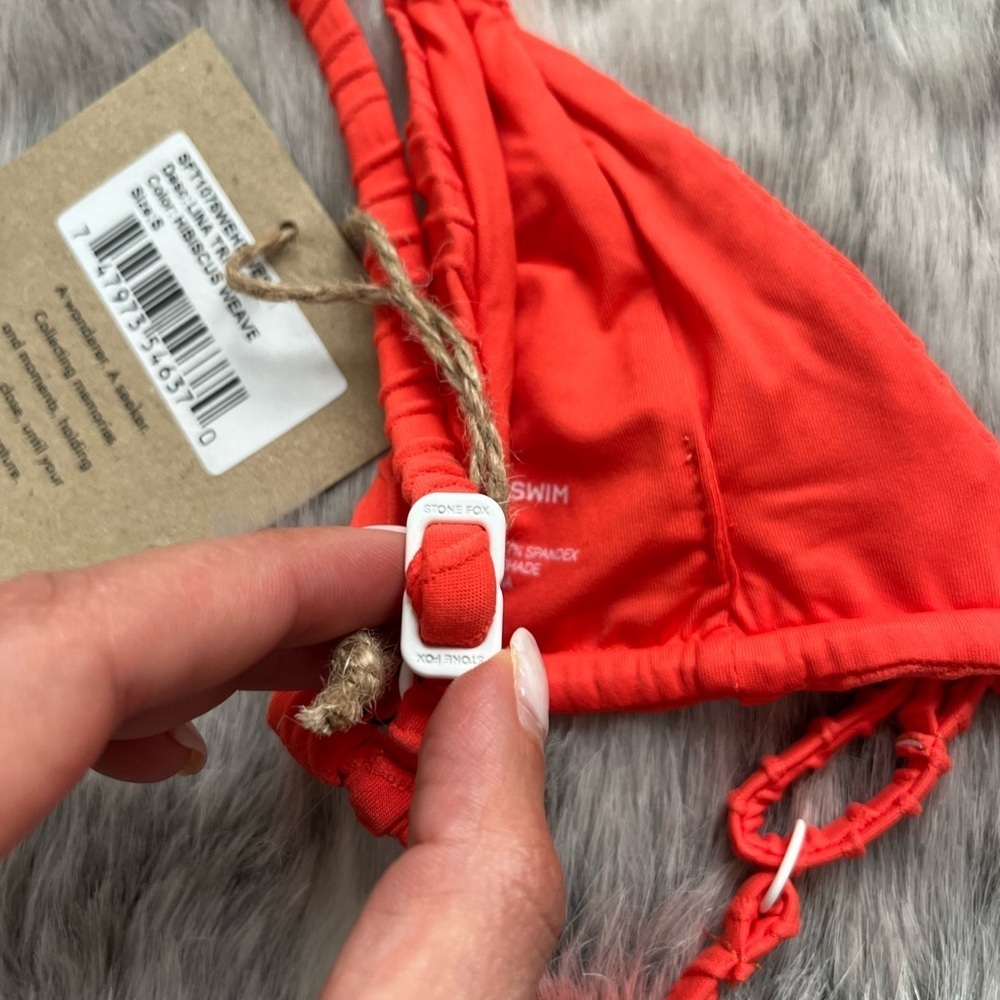 NWT Stone Fox swim Lina tri top Bikini Top in hibiscus weave sz small S - Picture 12 of 12